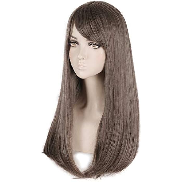 DILLARDS Hua Mian Li Long Straight Wig With Bangs 24” Wigs For Women Synthetic Heat Resistant Fiber Natural Looking Daily Party Cosplay Use (Grey) - Image 3